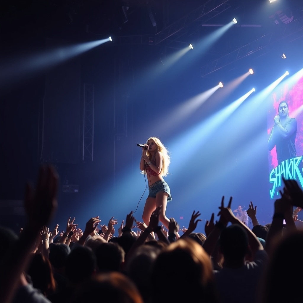 Energetic Live Concert with Shakira: Heavy Bass Music Sound Effect